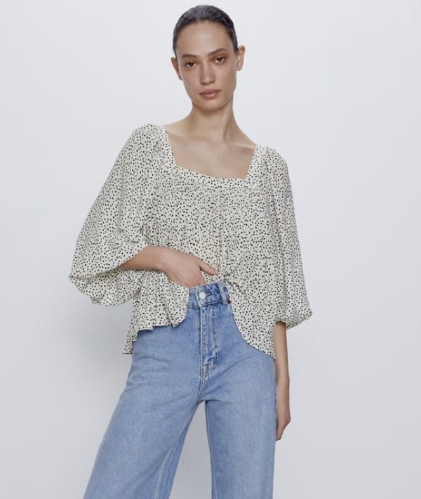 Camisa plissada estampada