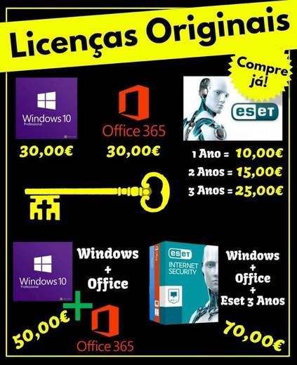 Licenças Originais Windows, Office e ESET