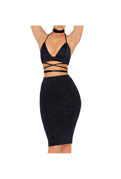 Productos Vestidos De Fiesta Mujer 2 Piezas Conjunto Verano Sexy Bodycon Apretado Sin