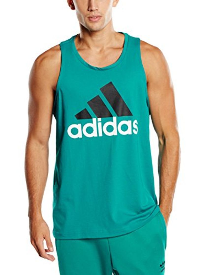 Fashion adidas T-Shirt Logo Tank Camiseta-Hombre, Turquesa/Negro