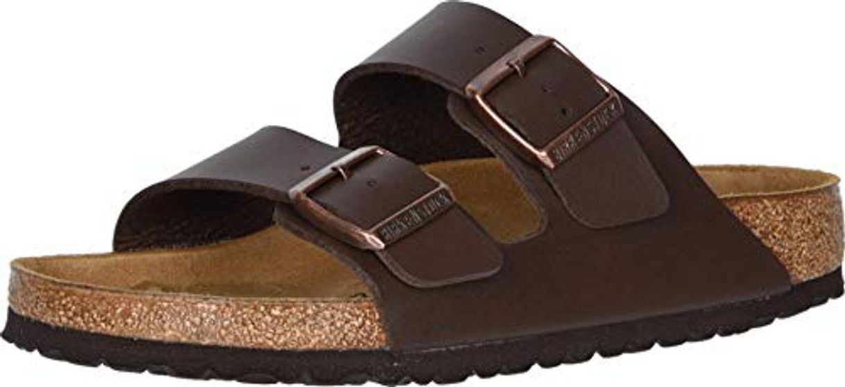 Fashion Birkenstock Arizona Birko-Flor Ancho, Sandalias de Punta Descubierta Unisex, Marrón Oscuro