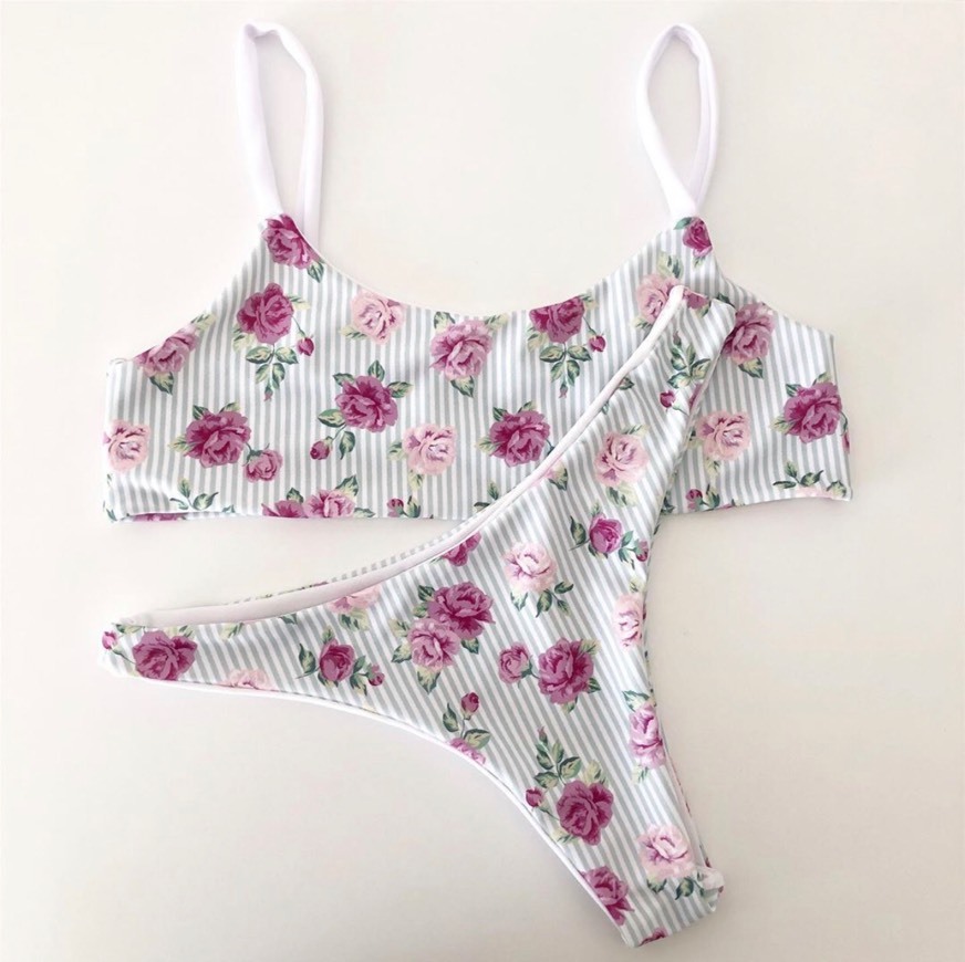 Product Bikini flores e riscas 