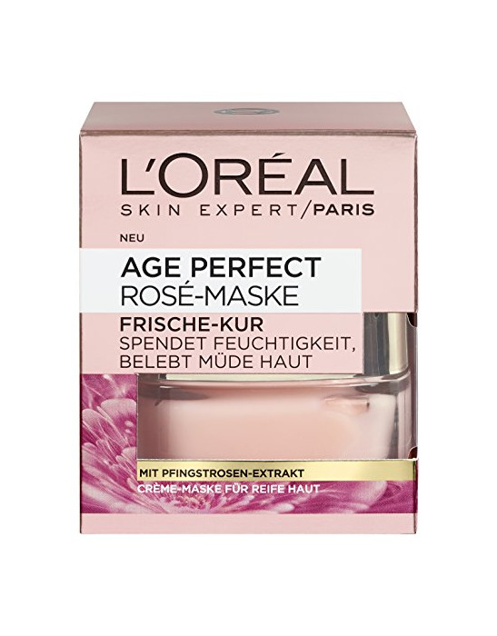 Product L'Oréal Paris, Perfect Golden Age mascarilla de crema rosa, cuidado fresco, paquete