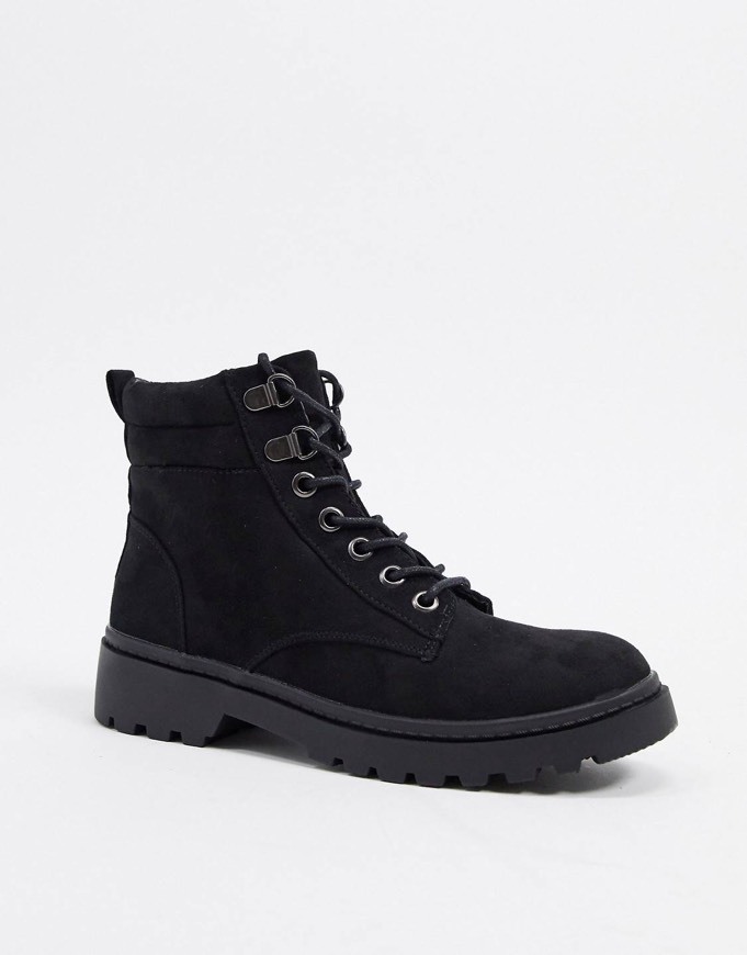 Products New Look chunky flat hiker boots in black