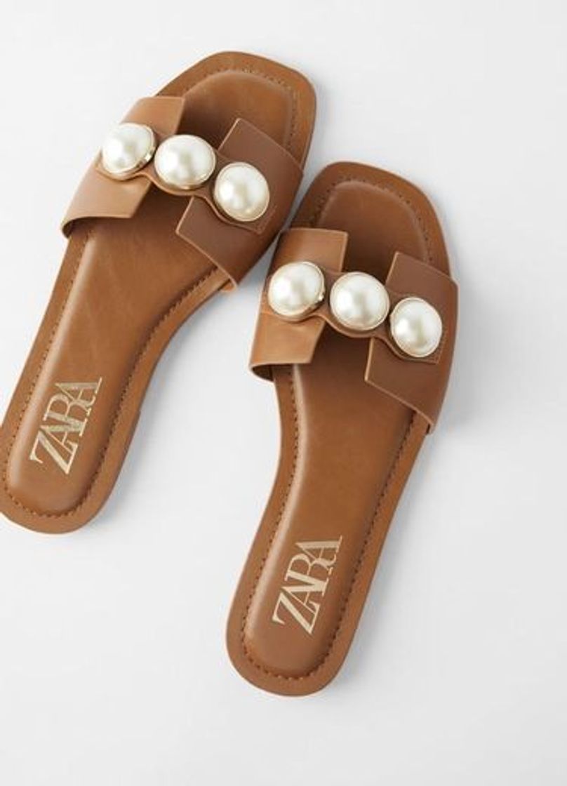 Social Sandália rasa com pérolas