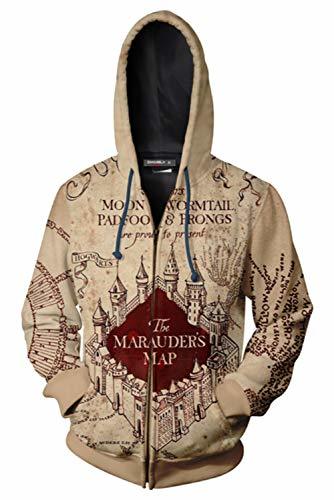 Hombre Coat Töpfer Harry The Marauder's Map Potte Sudadera con Capucha Cremallera
