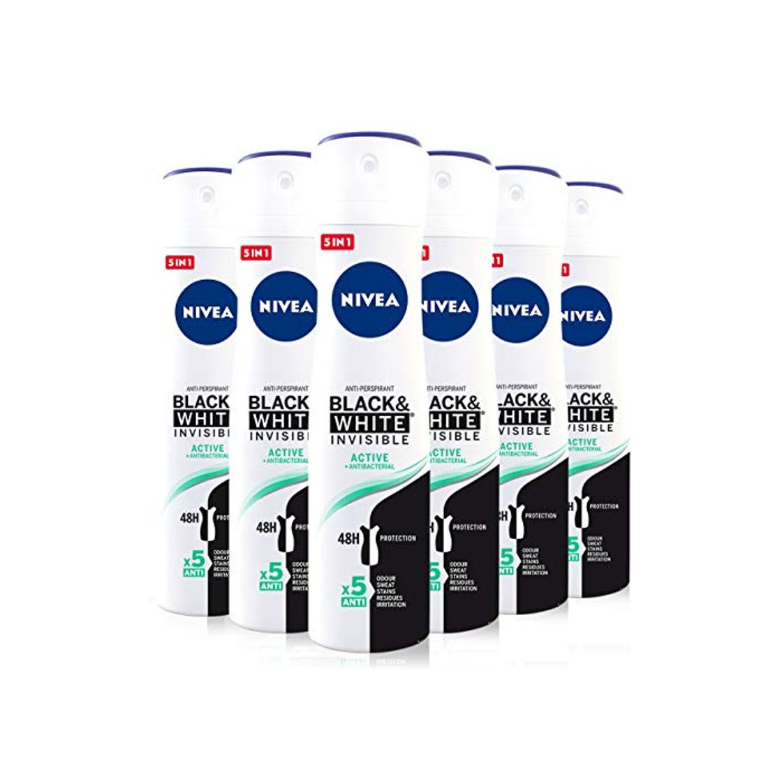 Social NIVEA Black & White Invisible Active Spray en pack de 6