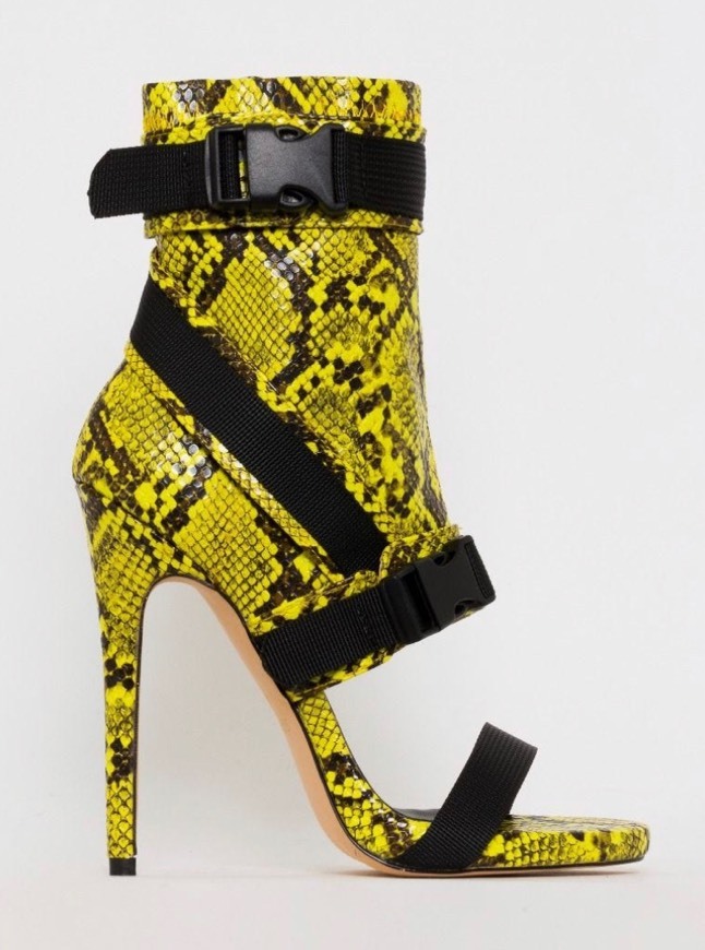 Product Atlanta Yellow Snake Print Buckle Stiletto Heels