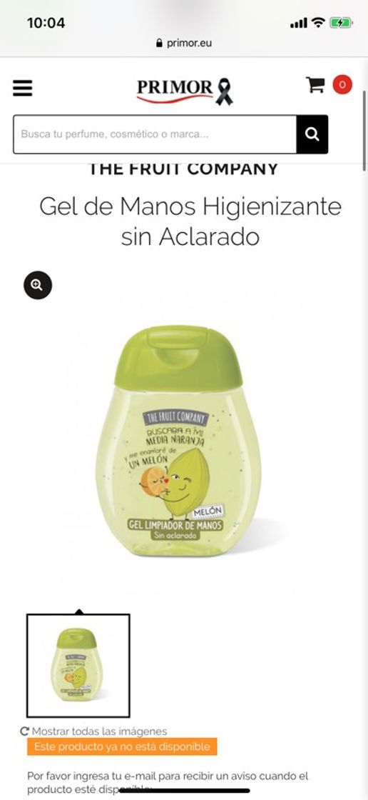 Producto Gel limpiador de manos