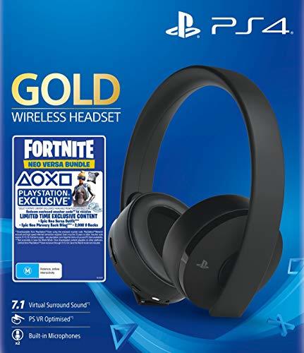 Electronics Sony - Gold Black Wireless 7.1 Gaming Headset Fortnite Neo Versa Bundle