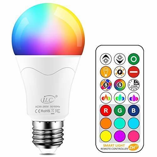 iLC Bombillas Colores RGBW 85W Equivalente LED Bombilla Regulable Cambio de Color
