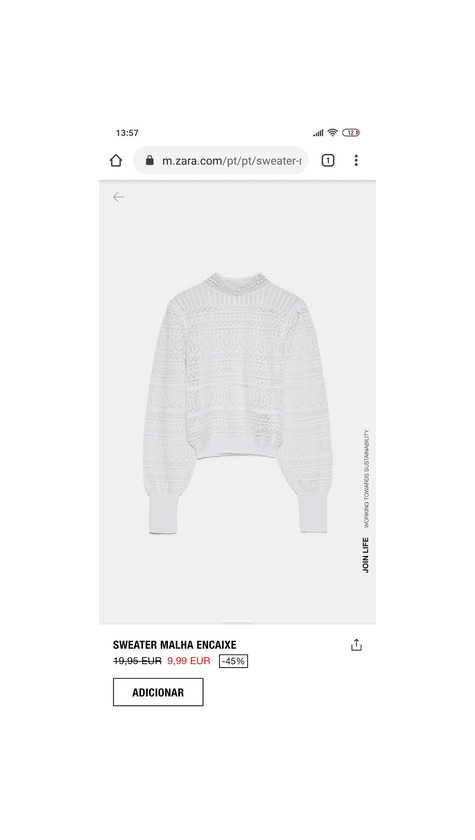 Social Camisola zara- promoção