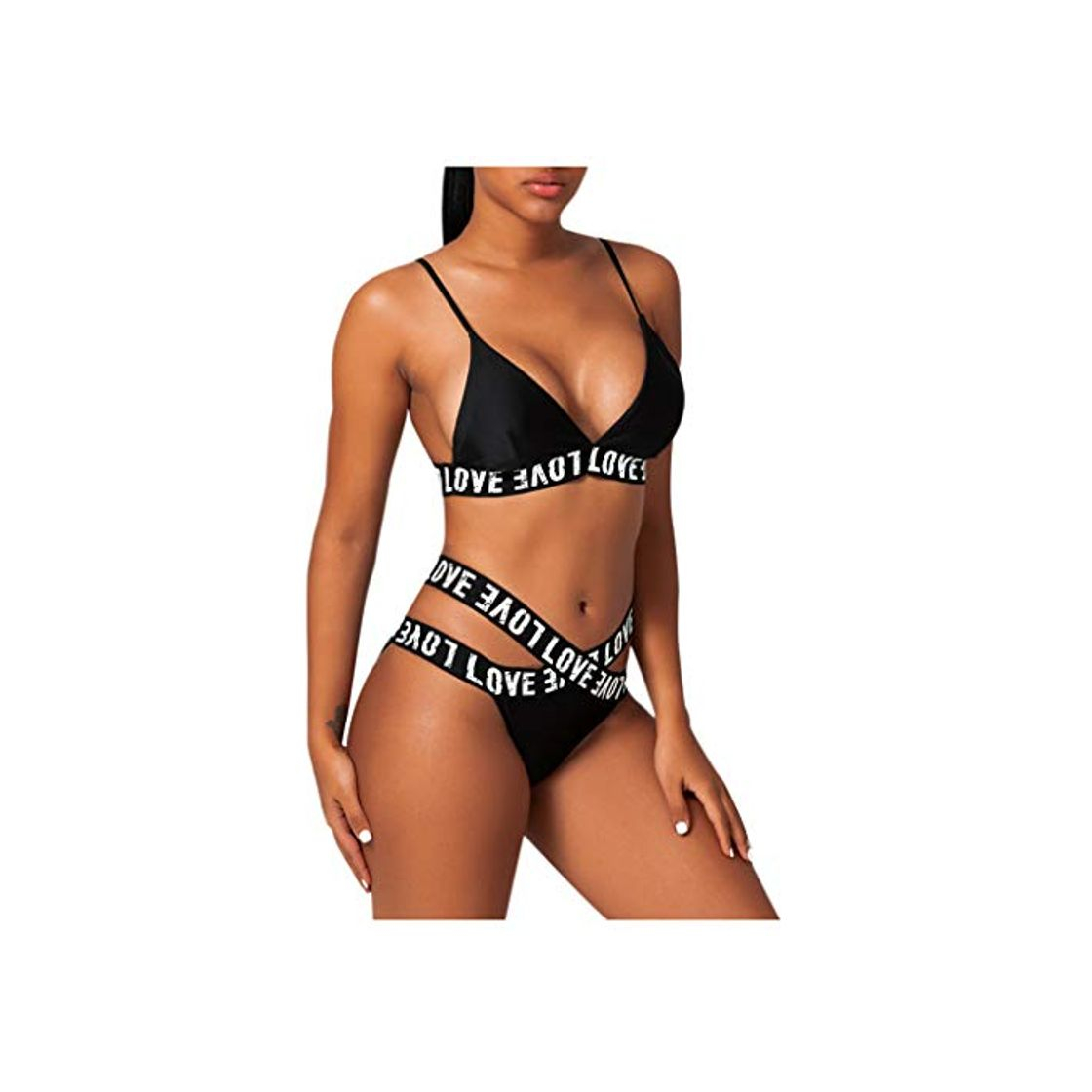 Product LANSKIRT Conjunto de Bikini Dos Piezas Bikini Sexy con Estampado de Letras Love Letras Traje de Baño Brasileño Trikini Biquini Vikinis Modernas Ropa de Playa Secado Rápido