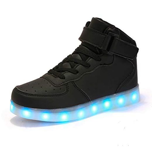 FLARUT Niños Zapatillas Led Luminioso con 7 Colores Unisex Hip Tops Sneakers
