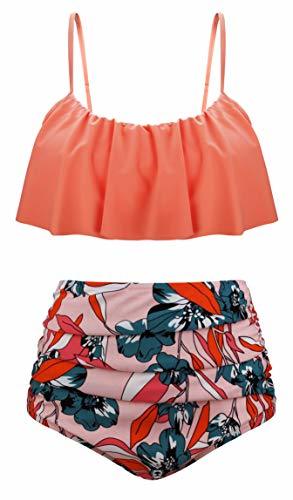 Angerella Mujere Lindo Ruffle Traje de Baño Crop Top Flounce Bikini Set