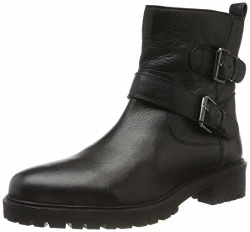 Geox D HOARA G, Botas Estilo Motero para Mujer, Negro