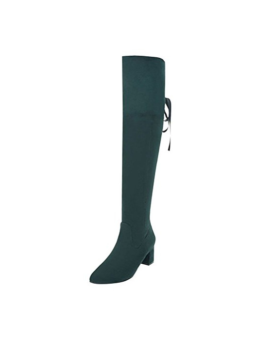 Minetom Mujer Botas Largas Moda Ata para Arriba Muslo Tacón Alto Invierno