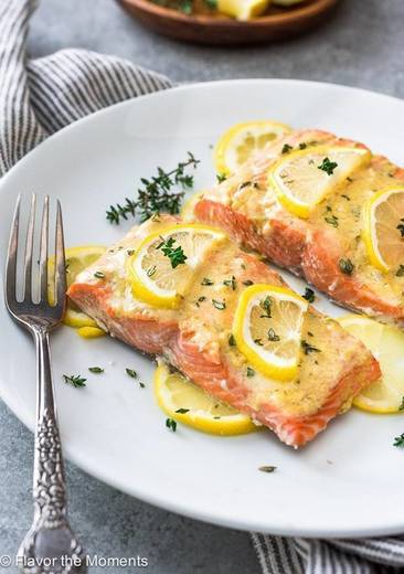 Salmão com limão e mostarda