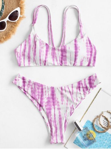 ZAFUL Bikini para mujer Tie Dye con tirantes finos