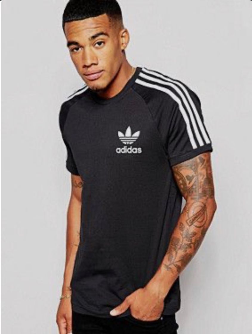 Fitness adidas Tres Bandas Camiseta de Manga Corta, Hombre, Negro