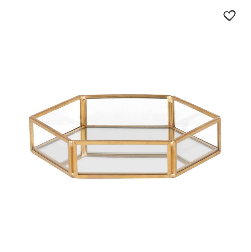 Social Cuenco para joyas hexagonal de espejo y metal dorado