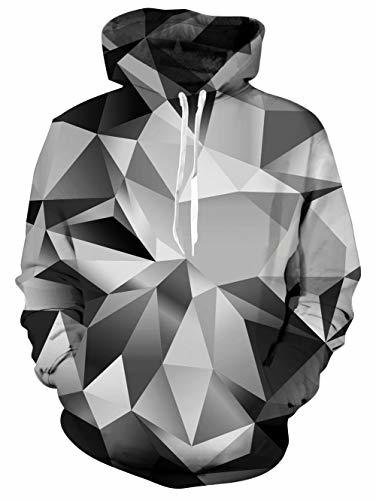 Fashion TUONROAD Sweatshirt Hombre Gracioso Geométrico 3D Impreso Gris Hoodie Mujer Ligero Gym