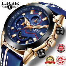 LIGE Relojes para Hombre Negro Acero Inoxidable Moda Reloj Deportes Impermeable Gran