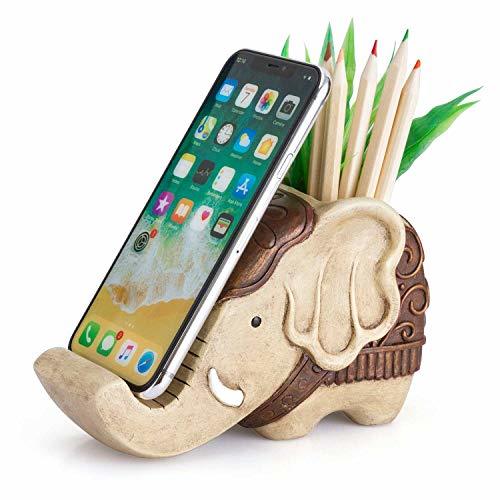 Electrónica Coolbros Resina Elefante En Forma de Pluma Contenedor Soporte para Teléfono Celular