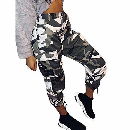 Moda RISTHY Pantalones Cargo Mujer Pantalones de Camuflaje Pantalones de Camo para Mujer