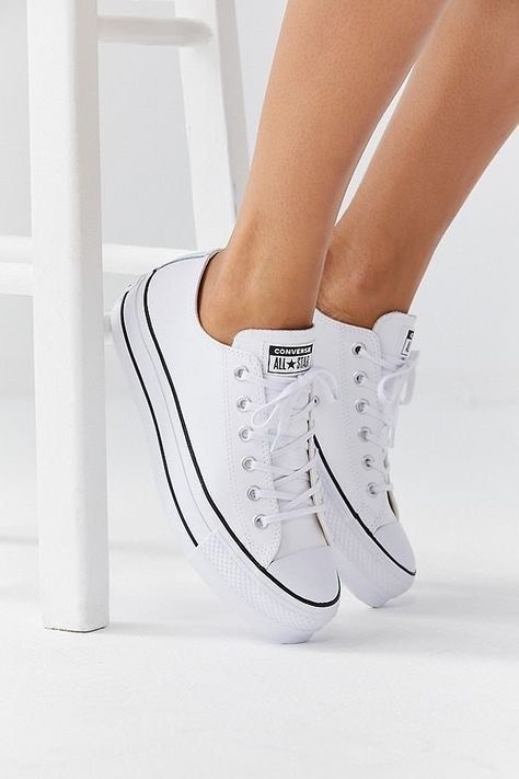 Social Converse Chuck Taylor CTAS Lift Ox Canvas, Zapatillas para Mujer, Blanco