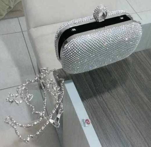 Bolsa Clutch Prata Strass Festa Casamento Carteira Importada