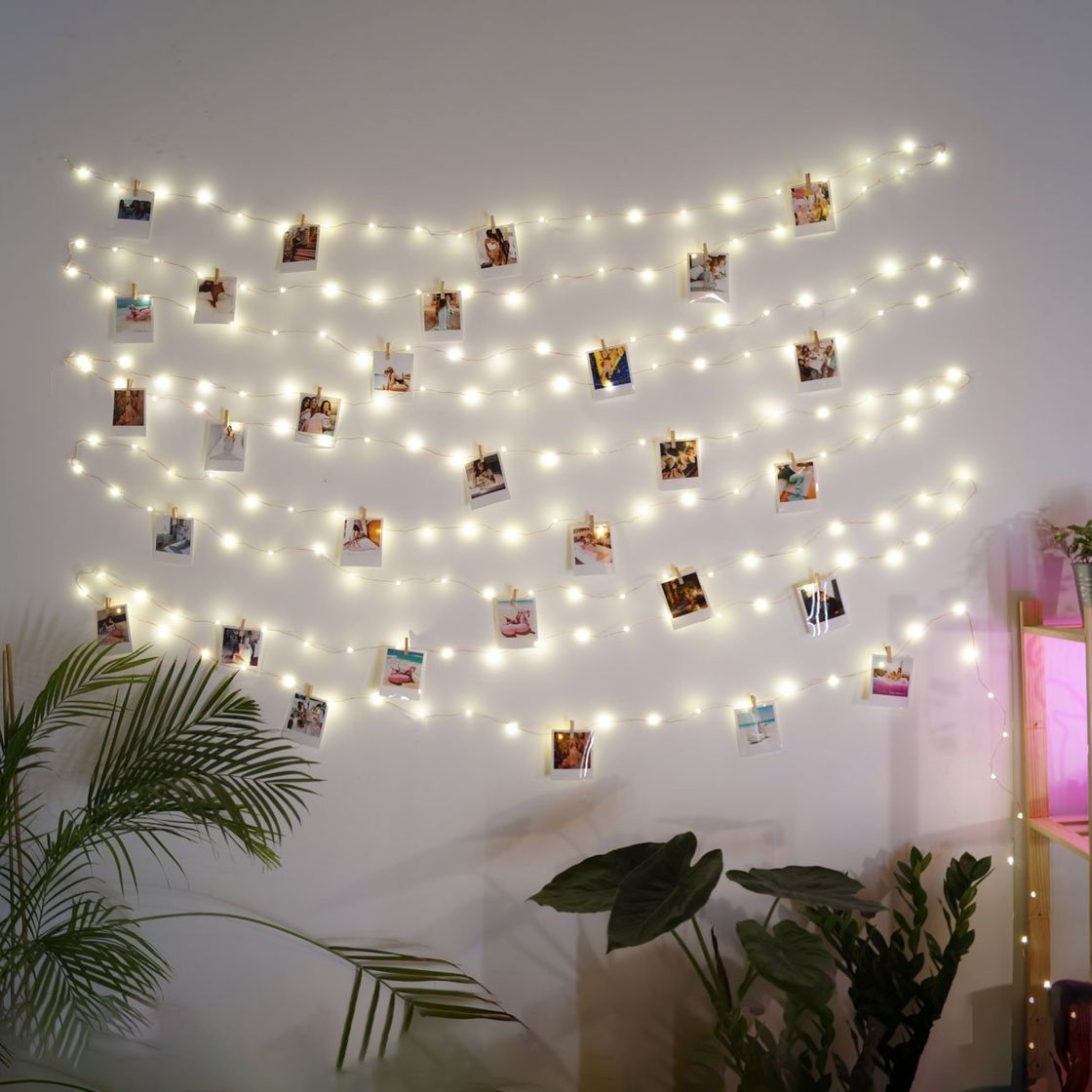 Social Guirnalda de luces de 20 metros con pinzas – Flamingueo