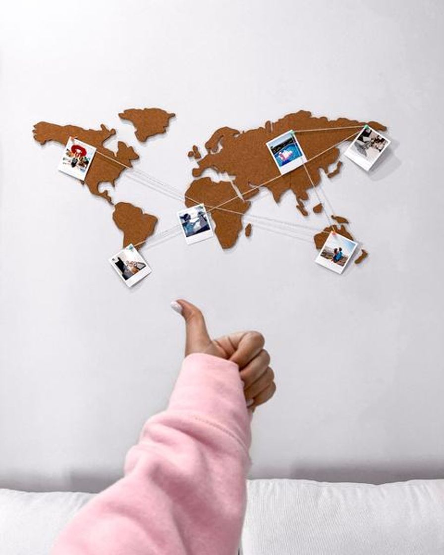 Social Mapa mundi pared de corcho con chinchetas – Flamingueo