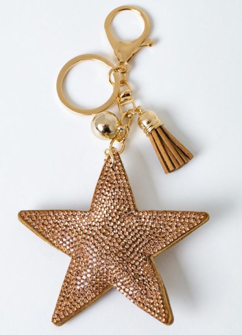 Moda Chaveiro de Estrela com Strass Rose - Quintess