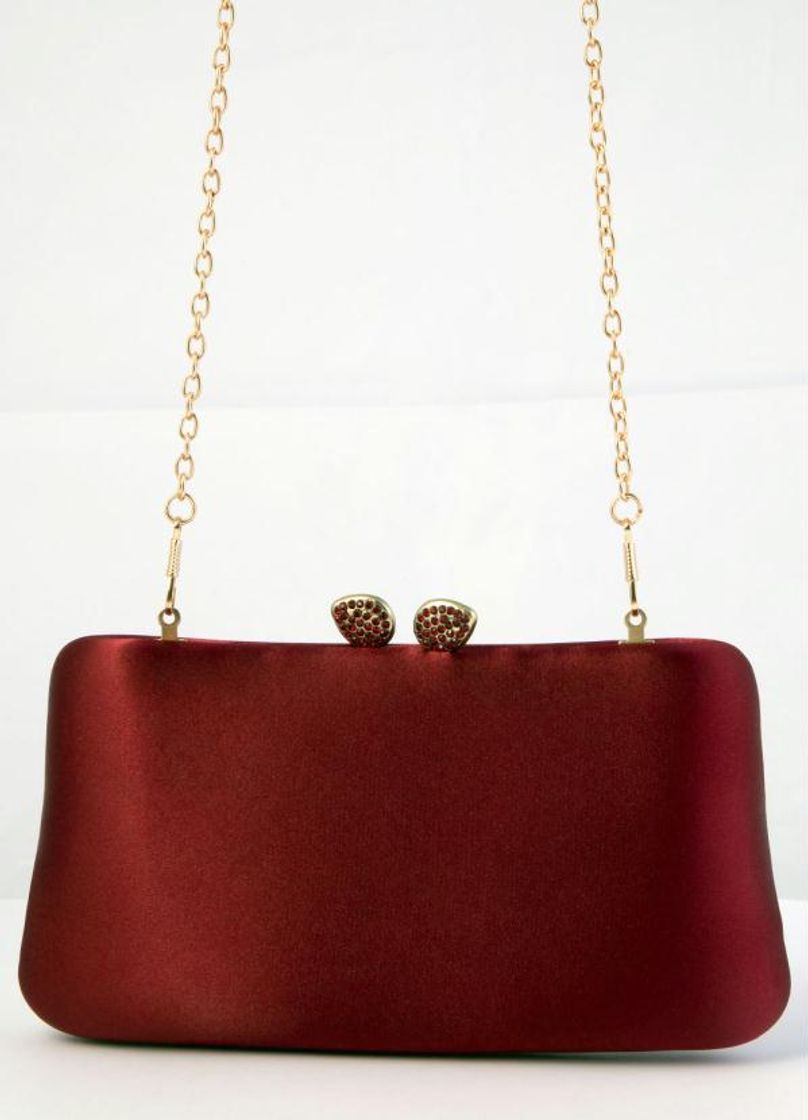 Moda Bolsa Clutch Vinho Forrada em Tecido - Quintess