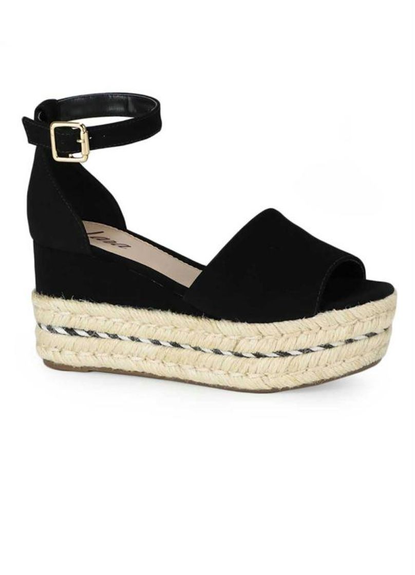 Moda Sandália Espadrille Anabela Lara Preto - Passarela