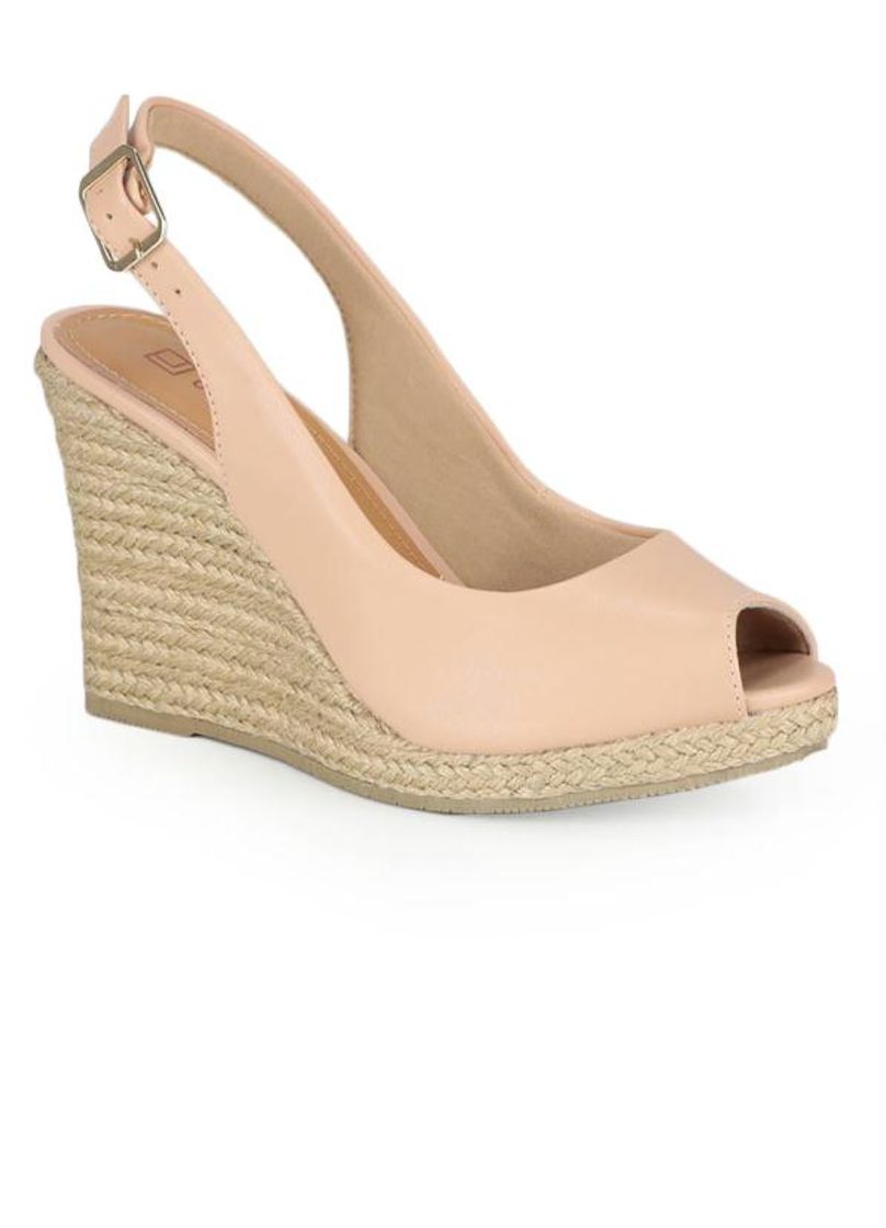 Fashion Sandália Anabela Espadrille Offline Nude - Passarela