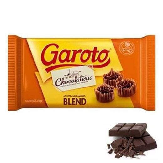 01 Barra de Chocolate Garoto Ao Leite Meio Amargo Blend 1 kg
