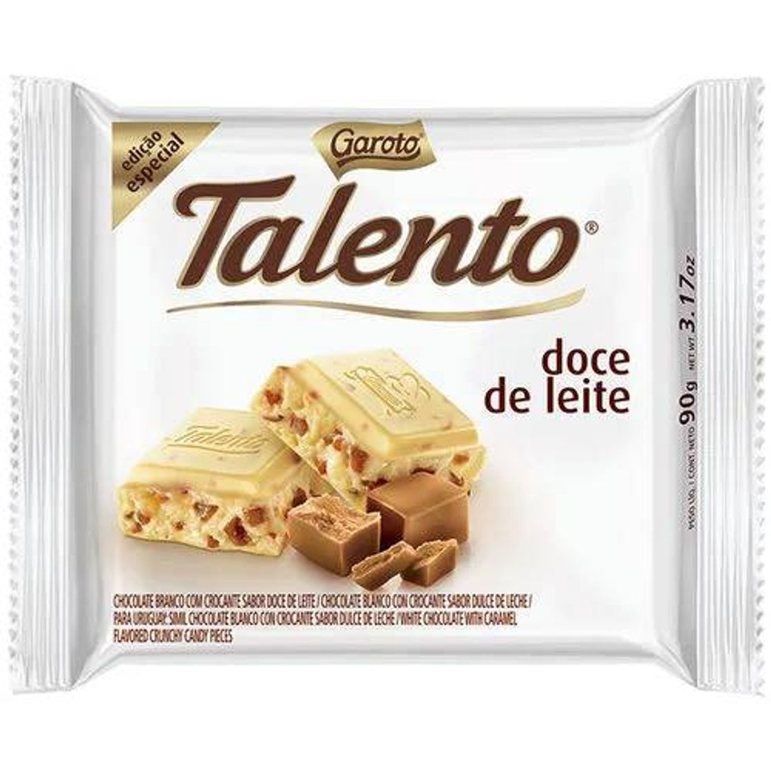 Moda Chocolate Garoto Talento Branco Doce De Leite Tablete 90 G

