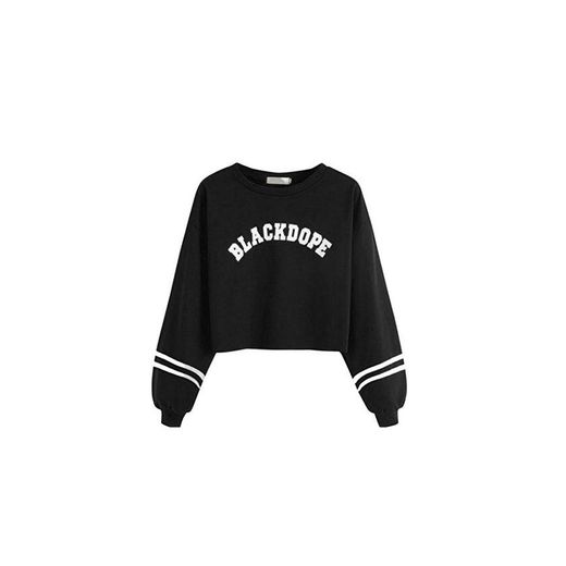 Mujer Sudaderas Cortas, Venmo 2017 Otoño BLACKDOPE Impresión Manga Larga Blusa Tops