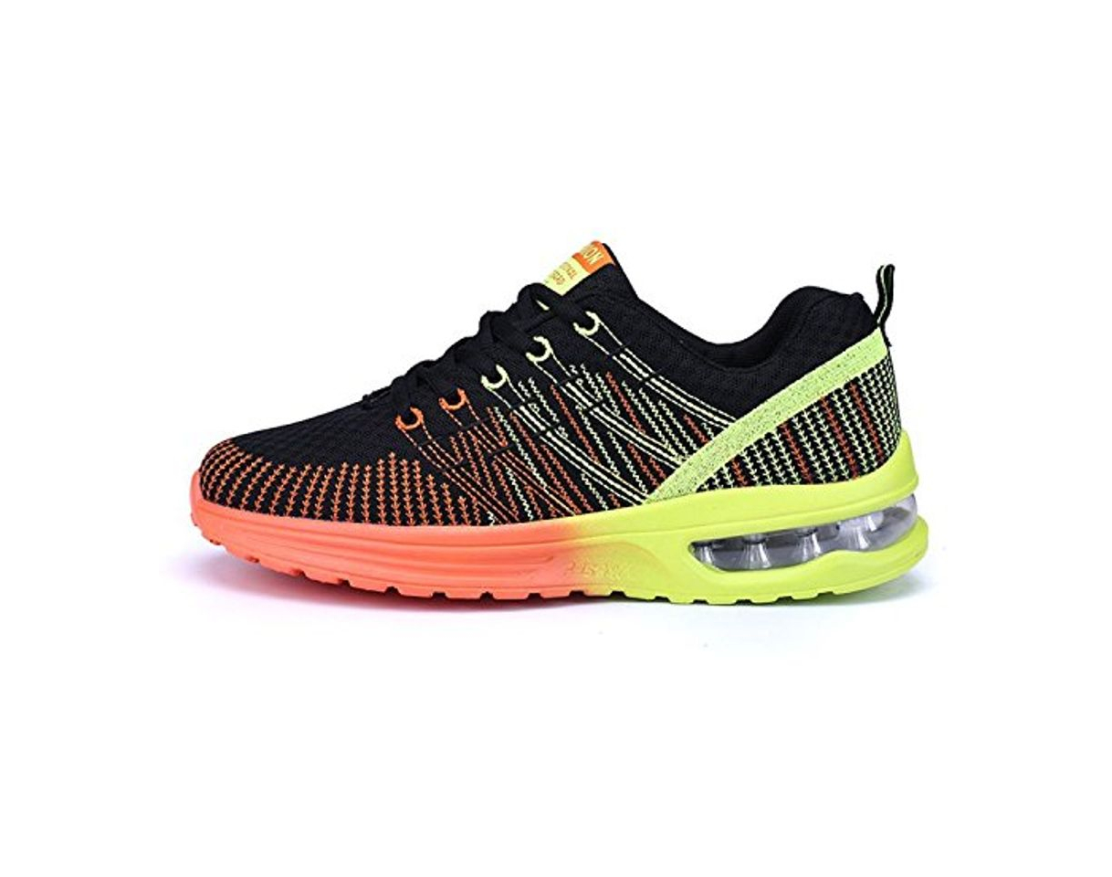 Fashion Zapatos de Running Para Hombre Zapatillas Deportivo Outdoor Calzado Asfalto Sneakers Negro Naranja 44