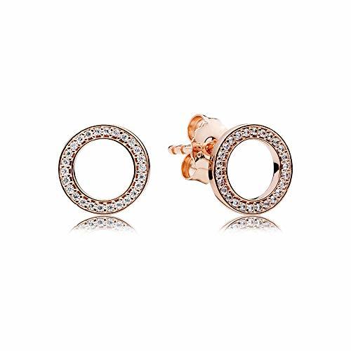 Moda Pandora Pendientes de botón Mujer plata