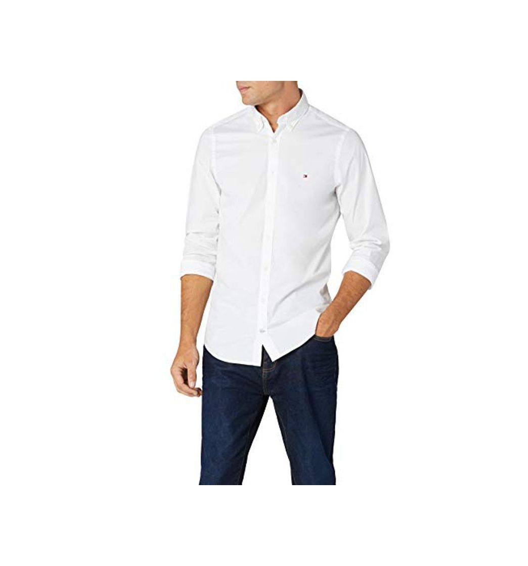 Tommy Hilfiger Core Stretch Slim Poplin Shirt Camisa, Blanco