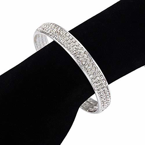 Moda HFLGKLO 3 Elegantes Cristal Linhas Amplio Brazalete Abierto Cush Pulseira De Noiva