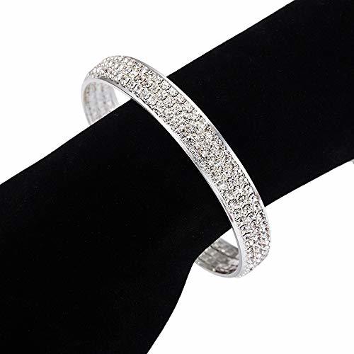 Social HFLGKLO 3 Elegantes Cristal Linhas Amplio Brazalete Abierto Cush Pulseira De Noiva