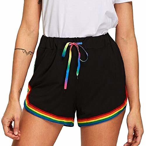 Producto NVDKHXG Short Femme Feminino Rainbow Print Sport   Short élastiqué Femme Short en Jean