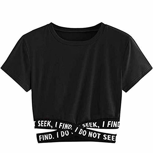 Moda Luckycat Mujeres Casual Manga Corta Camiseta Tops Chaleco Letra Impreso Blusa Camiseta