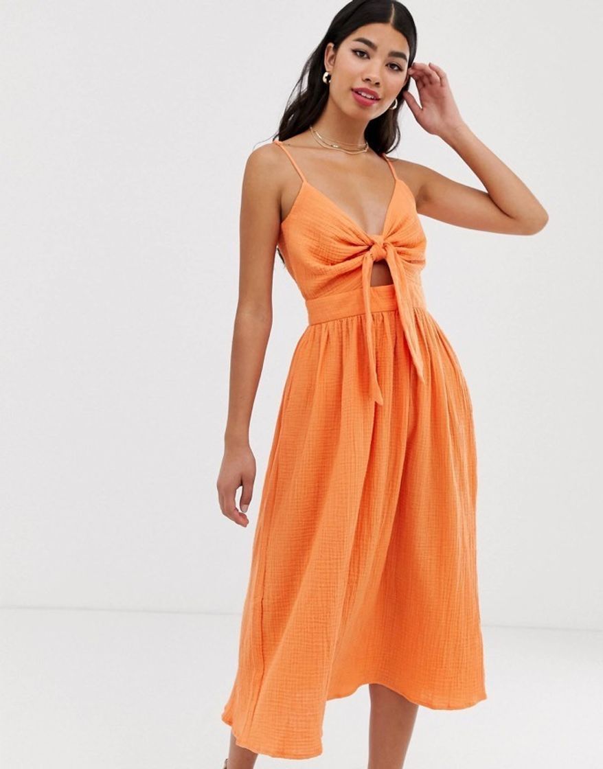 Social Vestido naranja nudo