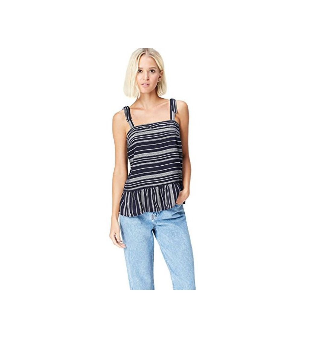 Social Marca Amazon - find. Top sin Mangas de Algodón Mujer, Azul