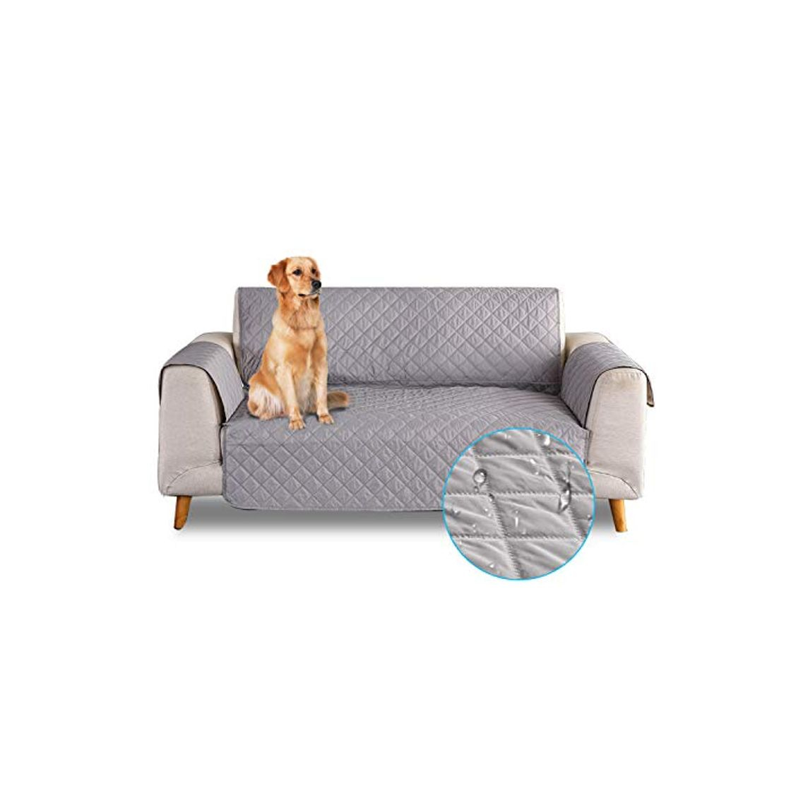 Products PETCUTE Funda de sofá 3 plazas Cubre Sofas Impermeable Protector de sofá Antideslizante Acolchado Sofas Fundas para Perros Gris